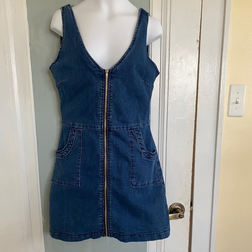90s zipper denim dress size large (but runs small)